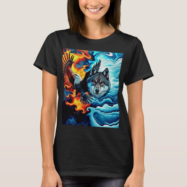 Camiseta Fogo e Gelo - Águia e Lobo (Frente)