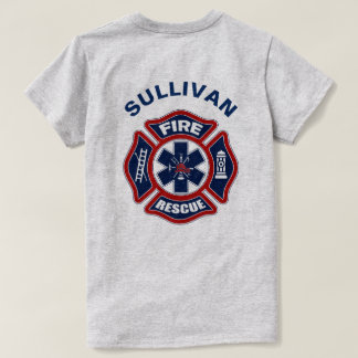 Camiseta Fogo e vermelho e azul do salvamento