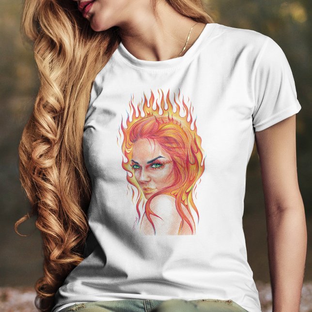 Camiseta Fogo Fantasia Surreal Retrato de arte (Criador carregado)