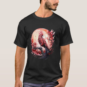 Camiseta Fogo Fênix Bird Sakura Árvore mítica Bird Moon P