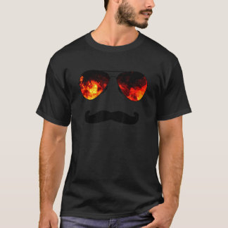 Camiseta Fogo Óculos de sol Mustache Grillmeister Grill Des