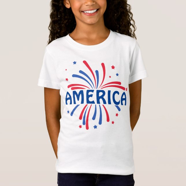 Camiseta Fogo Patriótico AMÉRICA 4º de julho T-Shirt (Frente)