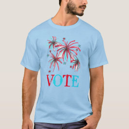 Camiseta Fogo Patriótico Red Blue VOTE Dia das Eleições EUA