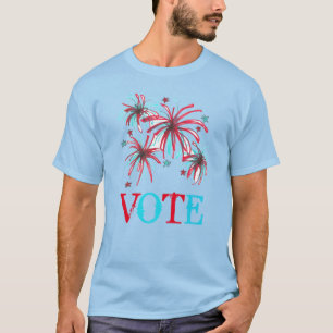 Camiseta Fogo Patriótico Red Blue VOTE Dia das Eleições EUA