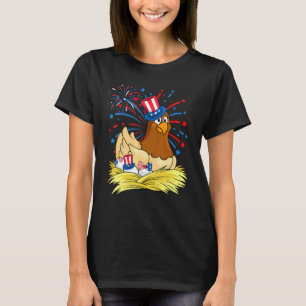 Camiseta Fogos de Artifício 4 de Julho EUA Frango Mãe Ameri