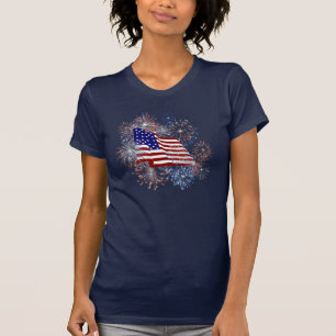 Camiseta Fogos-de-artifício da bandeira americana do KRW