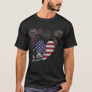 Camiseta Fogos de Artifício de 4 de Julho Coração Moto