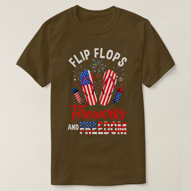 Camiseta Fogos De Artifício De chinelos E Liberdade 4 De Ju (Frente do Design)