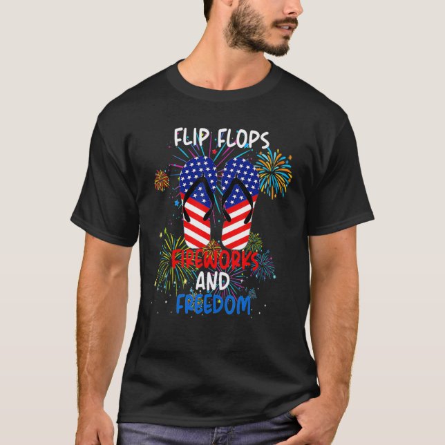 Camiseta Fogos De Artifício De chinelos E Liberdade 4 De Ju (Frente)