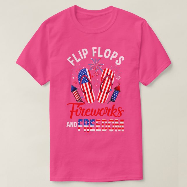 Camiseta Fogos De Artifício De chinelos E Liberdade 4 De Ju (Frente do Design)
