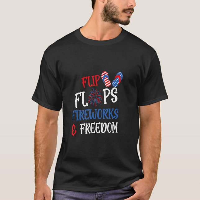 Camiseta Fogos De Artifício De chinelos E Liberdade 4 De Ju (Frente)