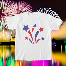 Camiseta Fogos de artifício de estrelas bonitas Feriado de 