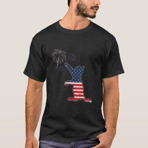 Camiseta Fogos de Artifício de Gato 4 de Julho Bandeira Ame