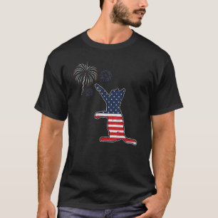 Camiseta Fogos de Artifício de Gato 4 de Julho Bandeira Ame