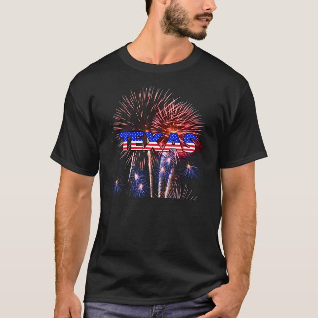 Camiseta Fogos-de-artifício de Texas (Frente)