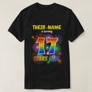 Camiseta Fogos de artifício divertidos, Arco-Íris "17", 17.