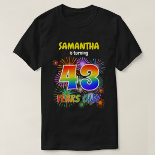 Camiseta Fogos de artifício divertidos, Arco-Íris "43", 43º