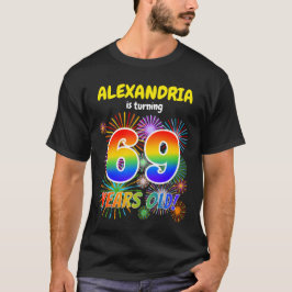 Camiseta Fogos de artifício divertidos, Arco-Íris "69", 69.