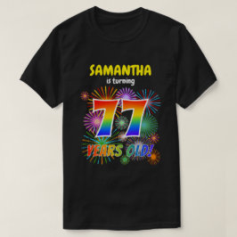 Camiseta Fogos de artifício divertidos, Arco-Íris "77", 77.