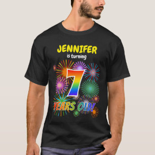 Camiseta Fogos de artifício divertidos, Arco-Íris "7", 7 Bi