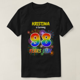Camiseta Fogos de Artifício Divertidos, Olhar Arco-íris "98