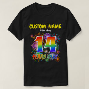 Camiseta Fogos de artifício divertidos, Rainbow Look "14",