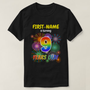Camiseta Fogos de artifício divertidos, Rainbow Look "9", 