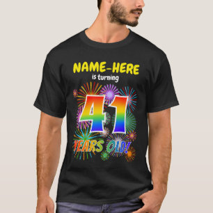 Camiseta Fogos de artifício divertidos, Rainbow Olhe "41",