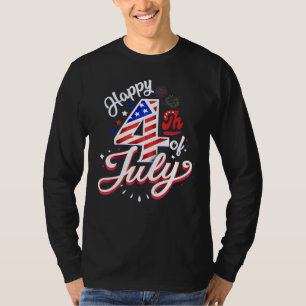 Camiseta Fogos de Artifício Feliz 4 de Julho Bandeira dos E