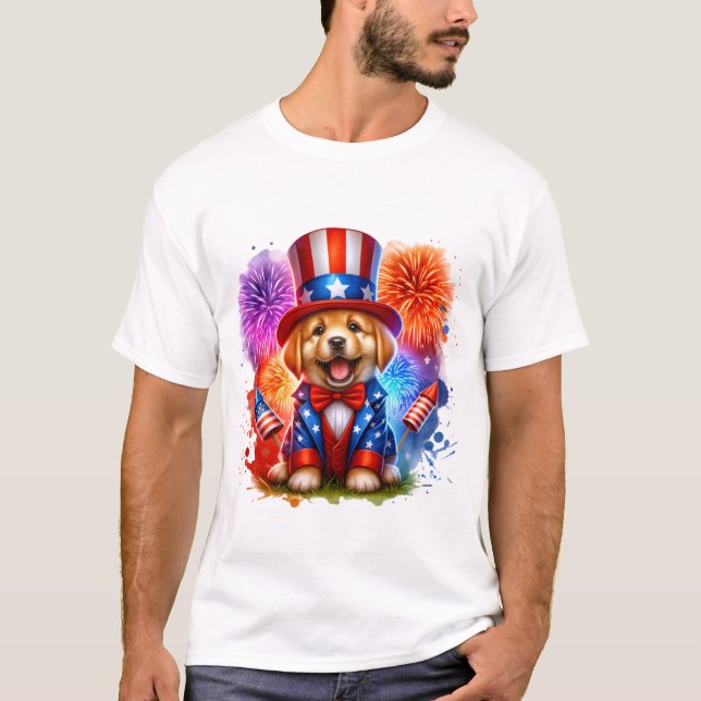 Camiseta Fogos de artifício lindos do tio Patriótico Sam Pu (Frente)