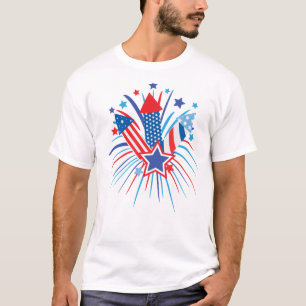 Camiseta Fogos de artifício para o dia 4 de julho