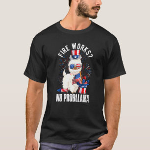 Camiseta Fogos de Artifício Sem Probllama Llama Bandeira do