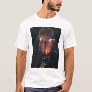 Camiseta Fogos de artifício, Torre Eiffel, Paris, França