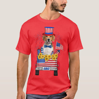 Camiseta Fogos de Beagle Sunflower America Dog 4 de julho