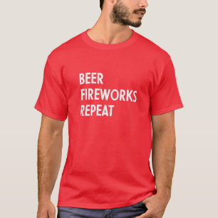 Camiseta Fogos De Cerveja Repetem Engraçado 4 De Julho Patr