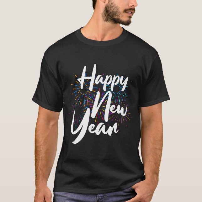 Camiseta Fogos de Véspera de ano novo engraçados do feliz a (Frente)