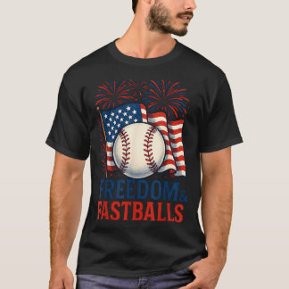 Camiseta Fogos Patrióticos Beisebol 4 de Julho Liberdade