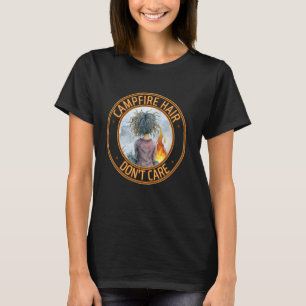 Camiseta Fogueira Cabelo - Não Liga Mulher Caminhando Acamp