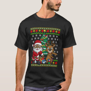 Camiseta Fogueira de Natal afro-americano Papai Noel Re