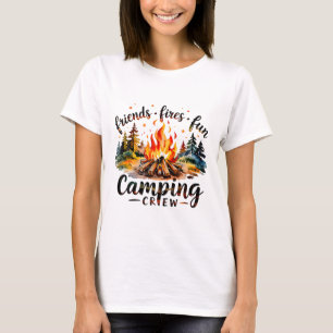 Camiseta Fogueiras Amigos Diversão Acampamento Equipe Acamp