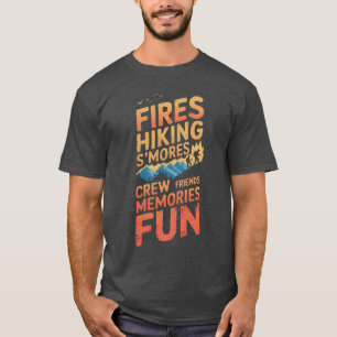 Camiseta Fogueiras Caminhando Smores Acampamento Montanha A