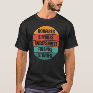 Camiseta Fogueiras de Outono Smores Amigos Histórias Retro