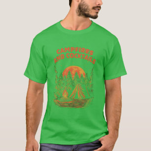 Camiseta Fogueiras e Coquetéis Festa de Acampamento Reunião
