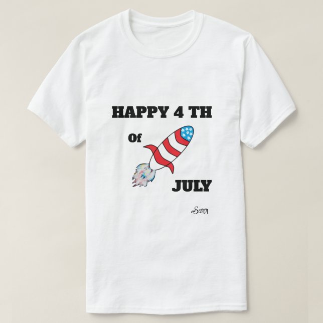 Camiseta ; Foguete 4 De Julho (Frente do Design)