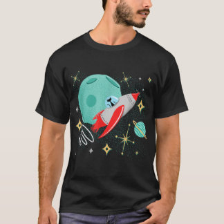 Camiseta Foguete Atômico Funny MidCentury Futurística de Ga