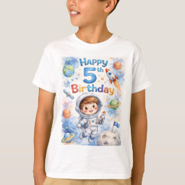 Camiseta Foguete de aniversário Espaço Planetas Menino Estr