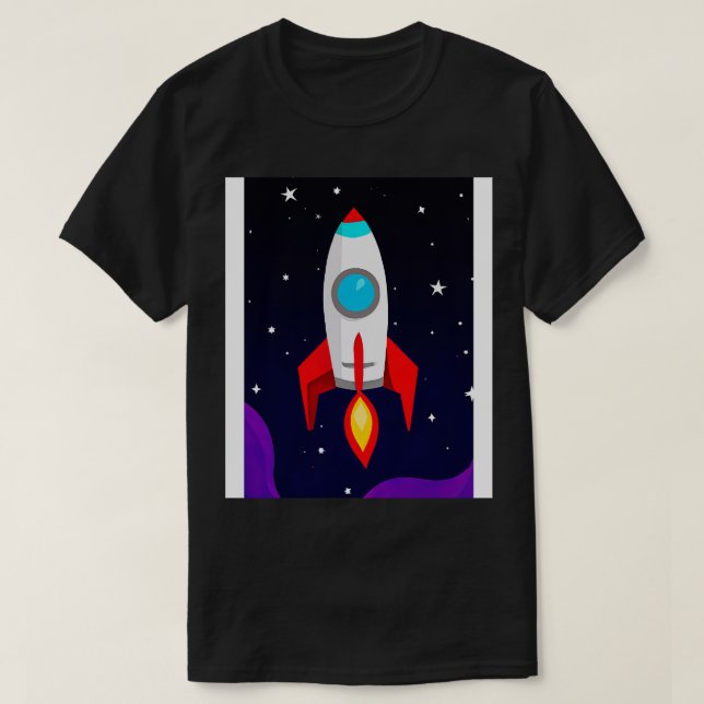 Camiseta Foguete de Espaço Voador 2 (Frente do Design)