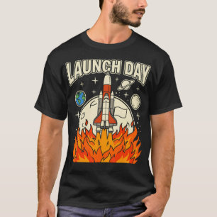 Camiseta Foguete de Lançamento Espacial Dia de Lançamento C