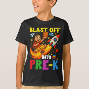 Camiseta Foguete decola no pré-jardim de infância engraçado