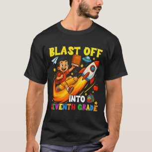 Camiseta Foguete decola para a sétima série divertida volta